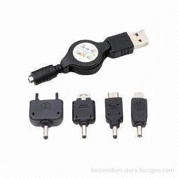 Retractable USB Cable with 7-in-1 Port, for Sync and Charging